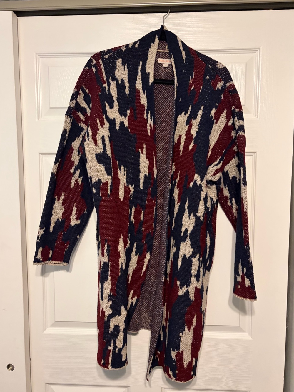 Knox Rose Long Open Cardigan Duster Sweater Burgundy Navy Cream Women’s